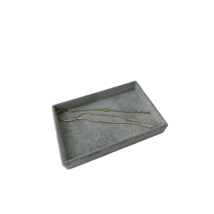 Yerli Üretim Küçük Boy Süet Kumaş Gri Renk 22/14 Cm Servis Tablası