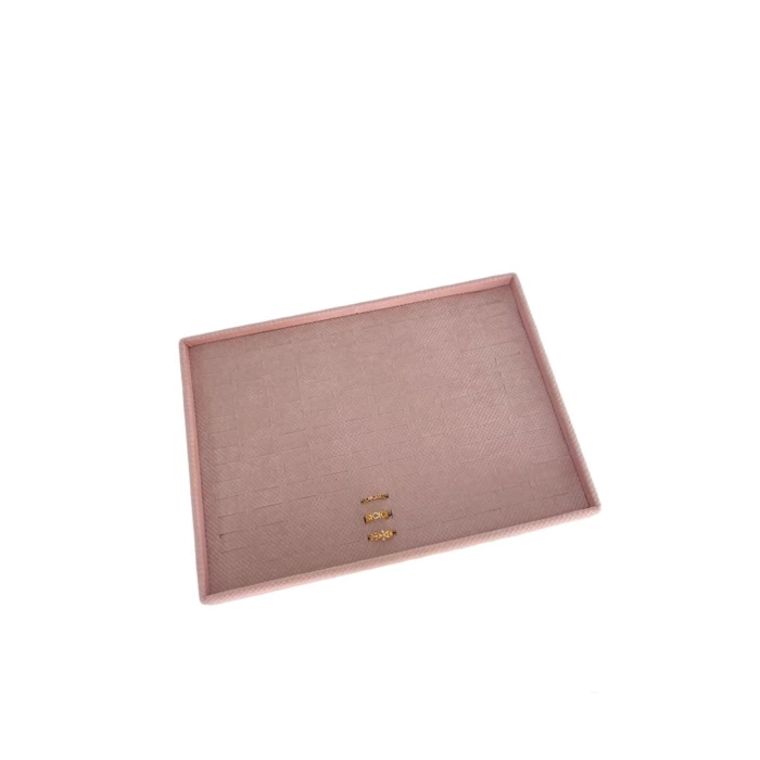 Yerli Üretim Keten Kumaş Pembe Renk 34/24 Cm Çekmece Içi Batırmalı Yüzük Standı