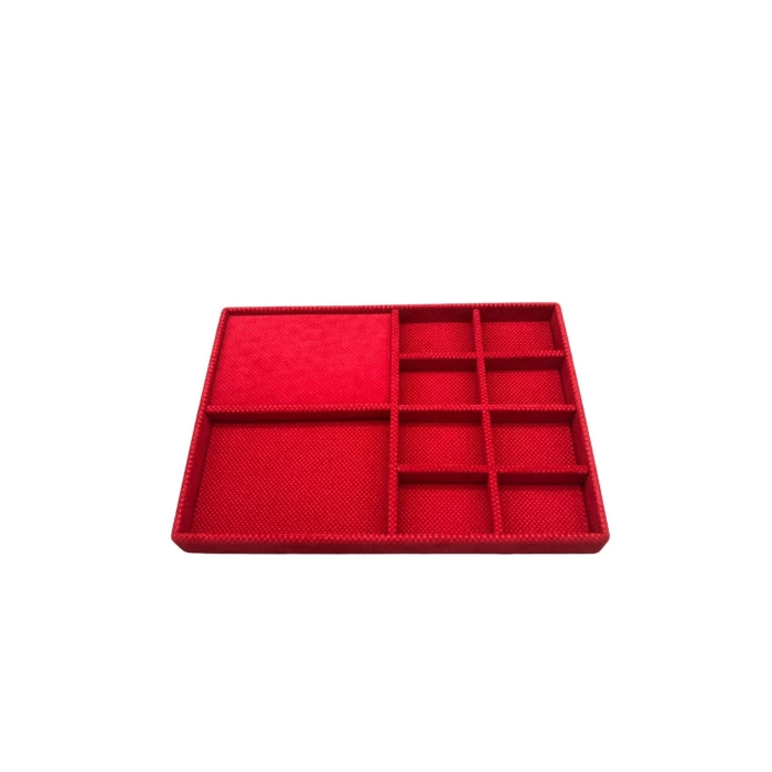 Yerli Üretim Sidney Model Keten Kumaş Kırmızı Renk 34/24 Cm Çekmece Ici Takı Standı