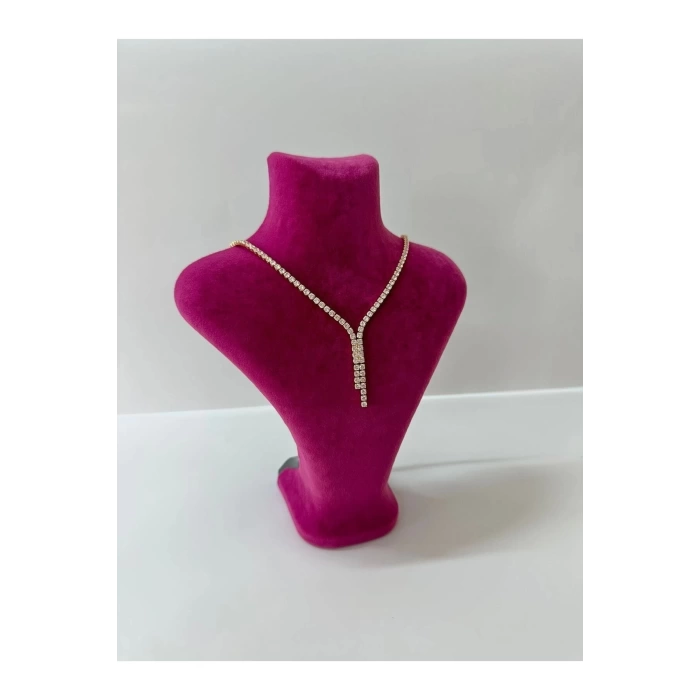 Yerli Üretim Londra Model Süet Kumaş Fuşya Renk 22/18 Cm Kolye Sergileme Mankeni