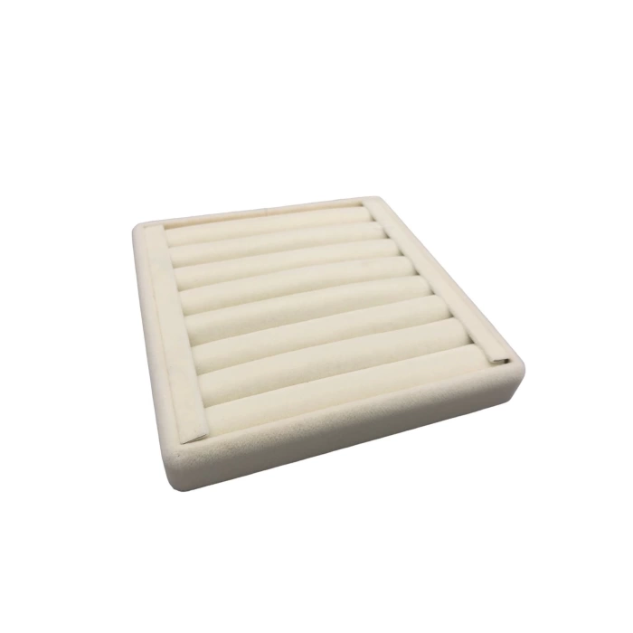 Yerli Üretim Süet Kumaş Krem Renk 15 Cm / 15 Cm Yüzük Sergileme Standı