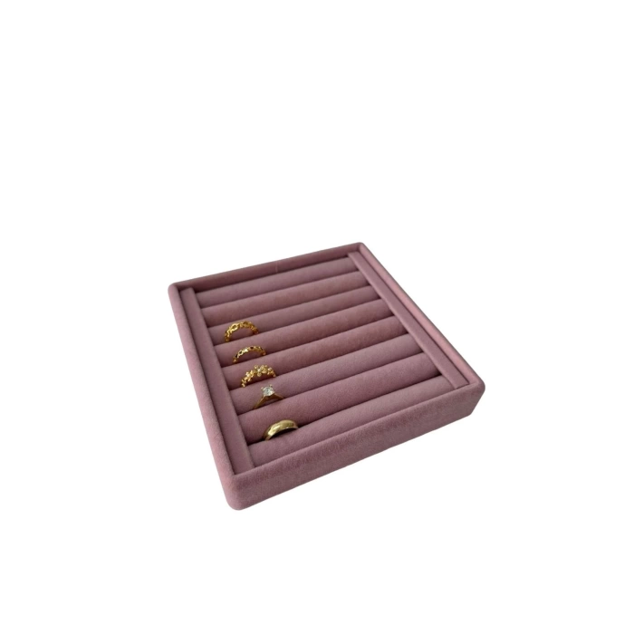 Yerli Üretim Süet Kumaş Pembe Renk 15 Cm / 15 Cm Yüzük Sergileme Standı