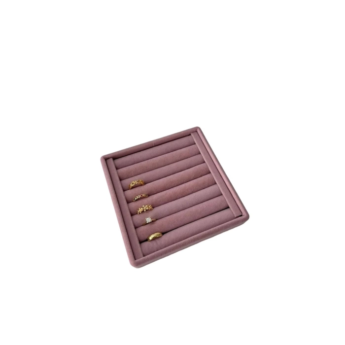 Yerli Üretim Süet Kumaş Pembe Renk 15 Cm / 15 Cm Yüzük Sergileme Standı