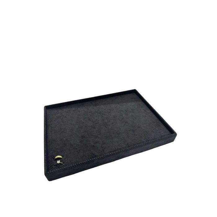 Yerli Üretim Keten Kumaş Siyah Renk 34/24 Cm Batırmalı Çekmece Içi Yüzük Tablası
