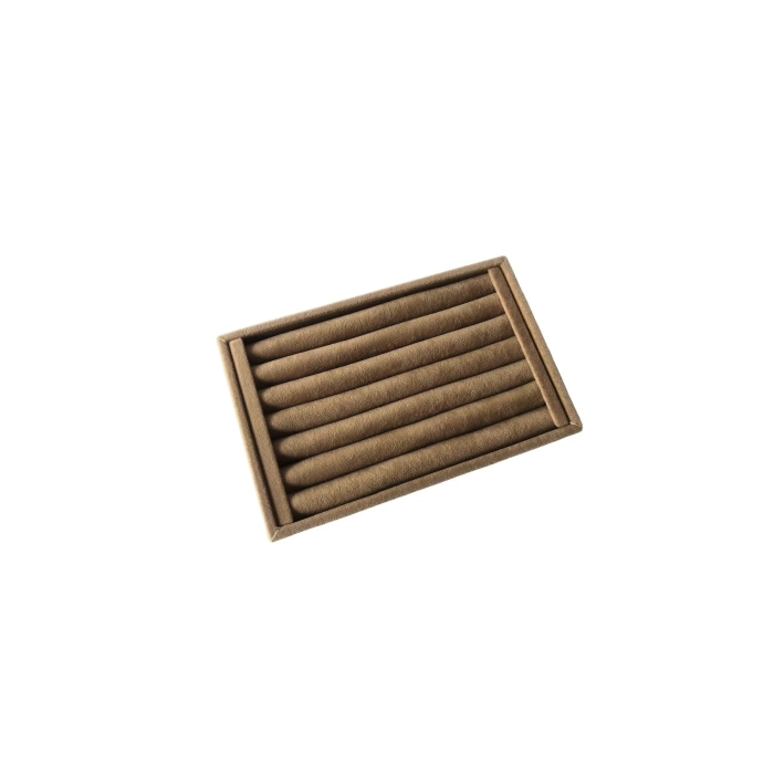 Yerli Üretim Küçük Boy Süet Kumaş Kahve Renk 22,5/14,5 Cm Rulo Çekmece Içi Yüzük Standı
