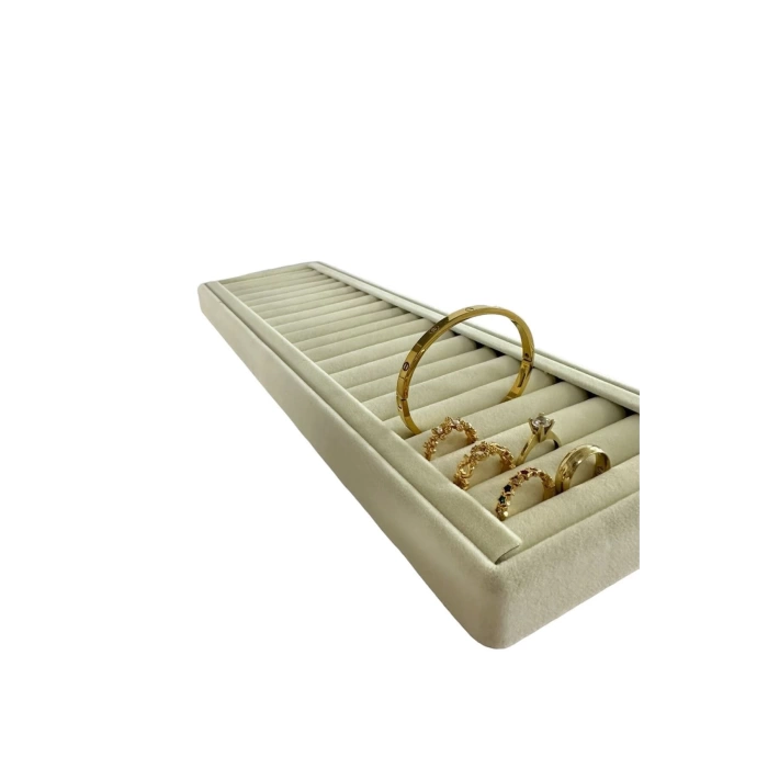 Yerli Üretim Süet Kumaş Krem Renk 35/11 Cm Kelepçe-bileklik Sergileme Standı