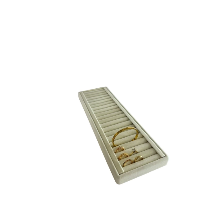 Yerli Üretim Süet Kumaş Krem Renk 35/11 Cm Kelepçe-bileklik Sergileme Standı