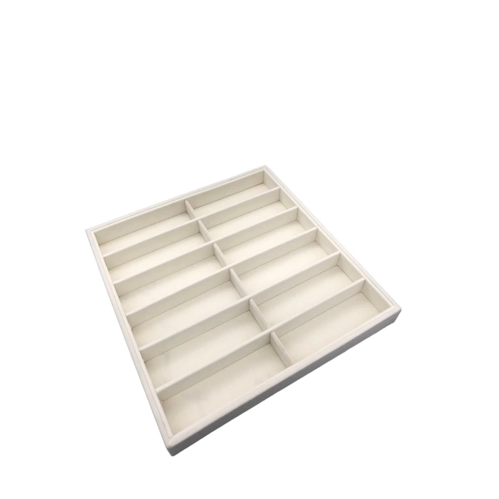 Yerli Üretim Havana Model Süet Kumaş Krem Renk 36/38 Cm Bölmeli Çekmece Ici Gözlük Standı