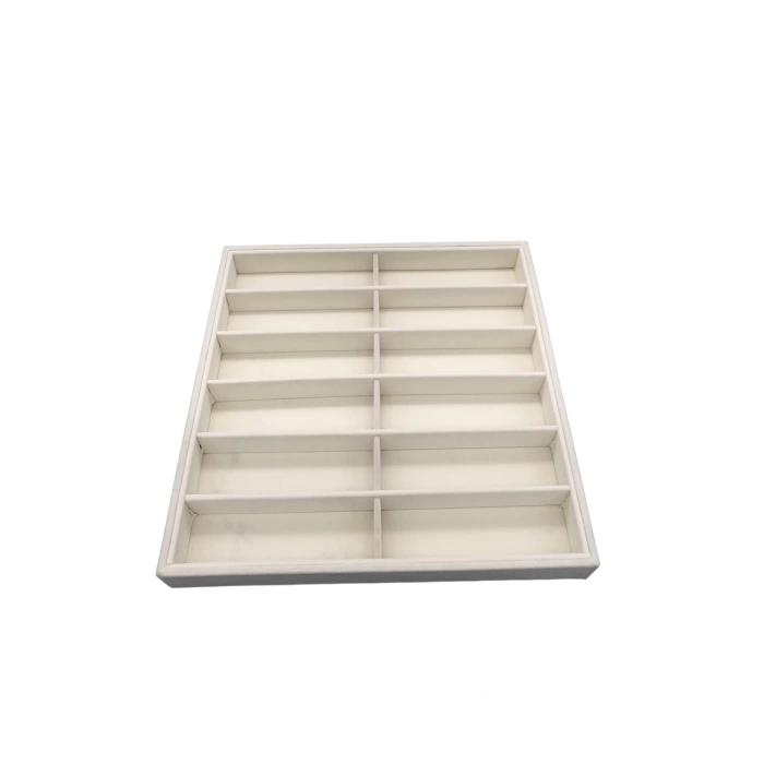 Yerli Üretim Havana Model Süet Kumaş Krem Renk 36/38 Cm Bölmeli Çekmece Ici Gözlük Standı