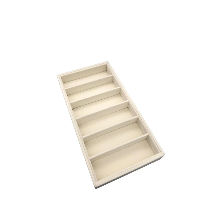 Yerli Üretim Lefkoşe Model Süet Kumaş Krem Renk 38/19 Cm 6 Bölmeli Gözlük Standı