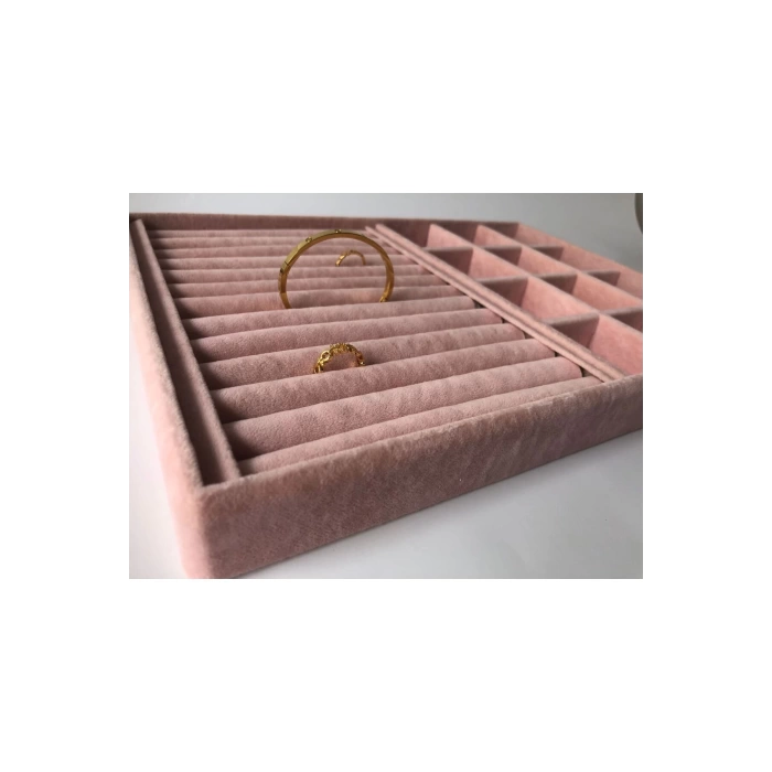 Yeni Süet Pembe Sosisli-bölmeli Takı Kutusu