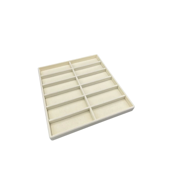 Yerli Üretim Havana Model Süet Kumaş Krem Renk 38 Cm / 36 Cm Gözlük Sergileme Çekmece Içi Stand