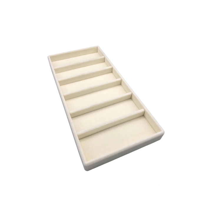 Yerli Üretim Lefkoşa Model Süet Kumaş Krem Renk 38 Cm / 19 Cm Gözlük Sergileme Çekmece Içi Stand
