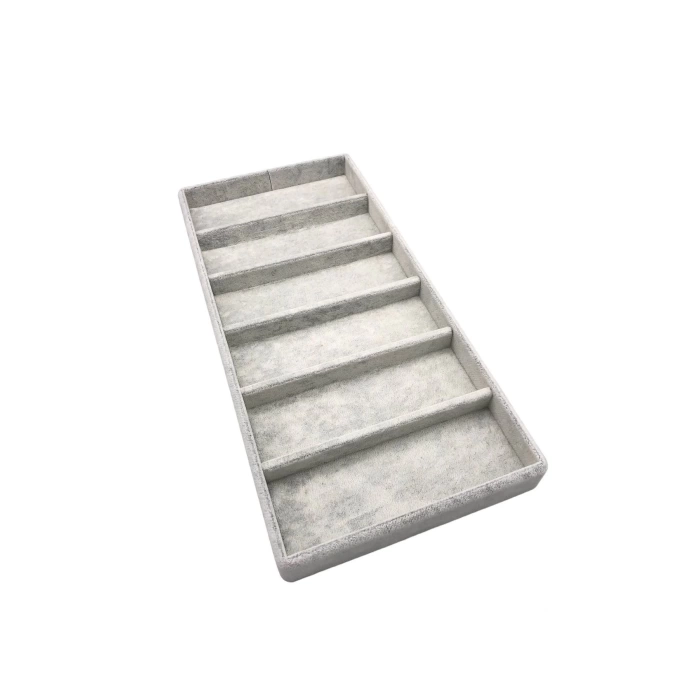 Yerli Üretim Lefkoşa Model Süet Kumaş Gri Renk 38 Cm / 19 Cm Gözlük Sergileme Çekmece Içi Stand