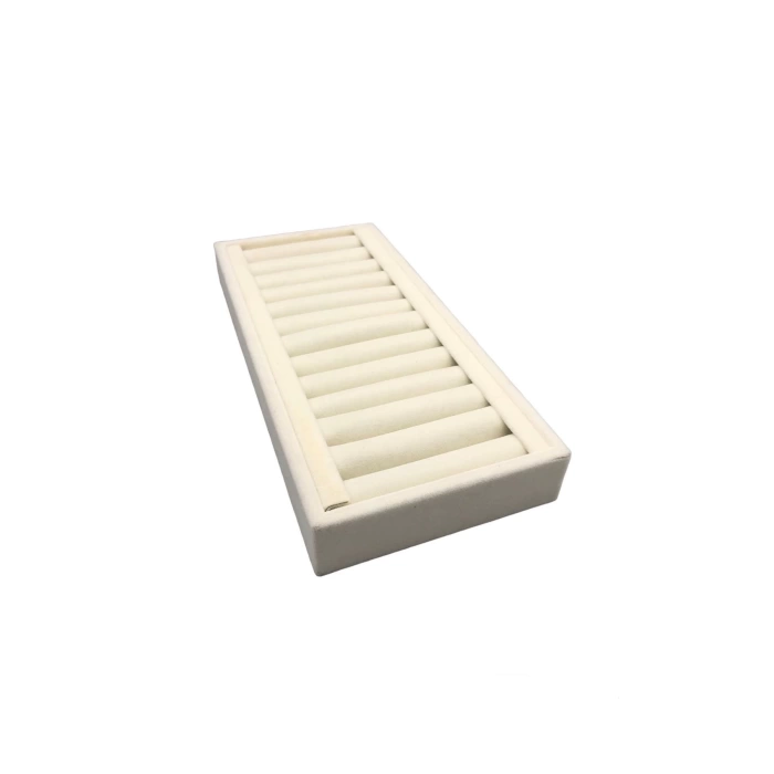 Yerli Üretim Süet Kumaş Krem Renk 25 cm / 11,5 cm Kelepçe-Bileklik Sergileme Standı