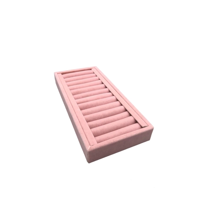 Yerli Üretim Süet Kumaş Pembe Renk 35 Cm / 11,5 Cm Kelepçe-bileklik Sergileme Standı
