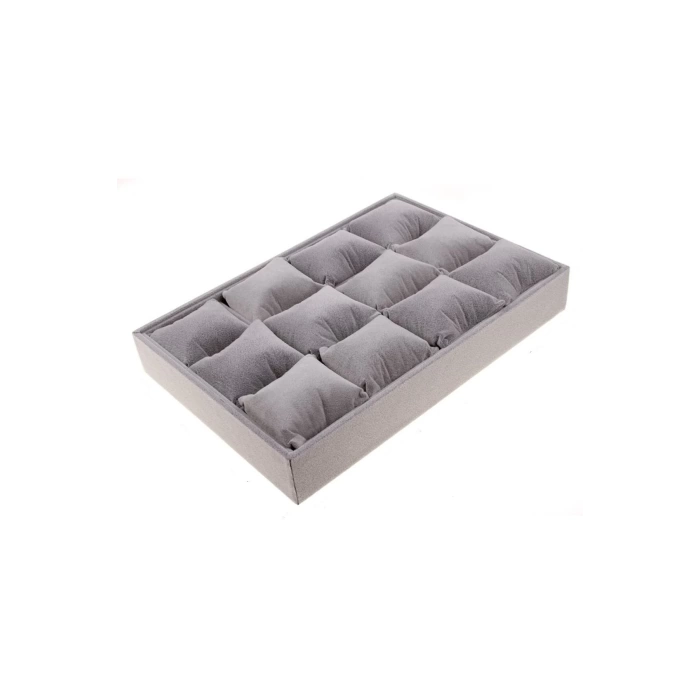 Yerli Üretim Tokyo Model Süet Kumaş Gri 34/24 Cm Yastıklı Çekmece Içi Yastıklı Saat Ve Takı Kutusu