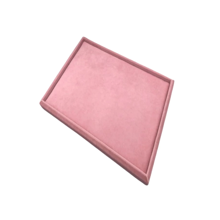 Yerli Üretim Süet Kumaş Pembe Renk 34/24 cm Takı Servis Sunum Tablası