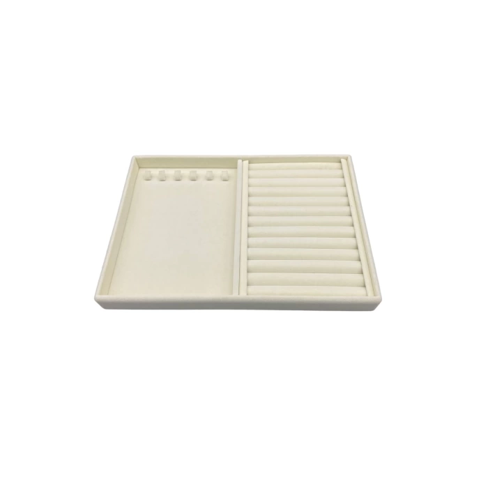 Yerli Üretim Venedik Model Süet Kumaş Krem 34/24 cm Tırnaklı-Sosisli Takı Çekmece Içi Standı