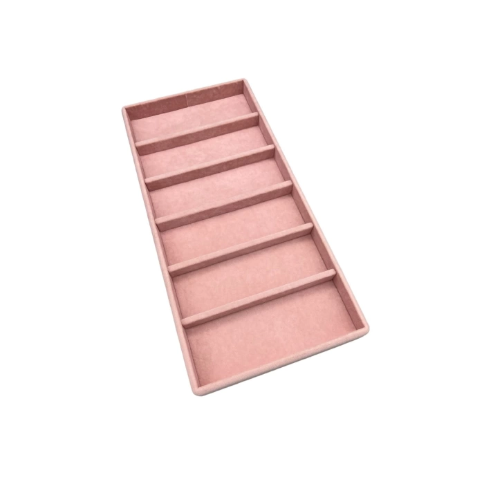 Yerli Üretim Lefkoşa Model Süet Kumaş Pembe Renk 38 cm / 19 cm Gözlük Sergileme Çekmece İçi Stand
