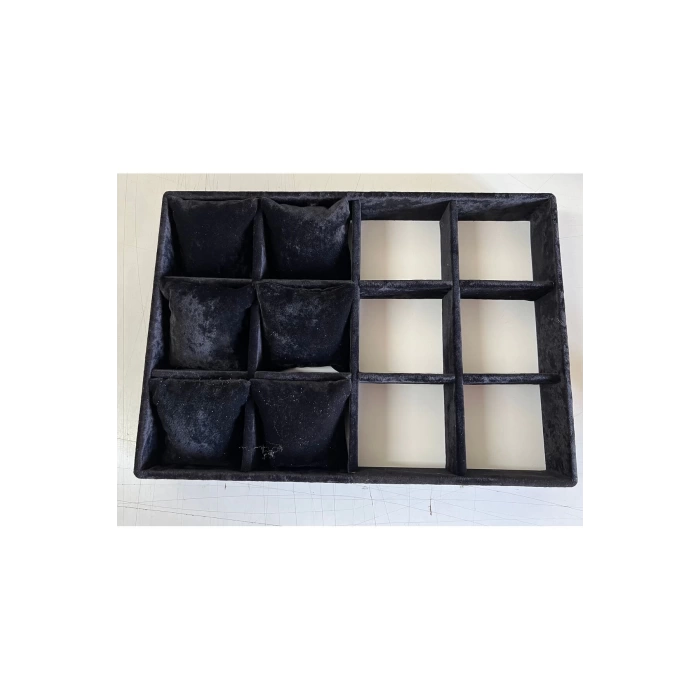 Yerli Üretim Tokyo Model Süet Kumaş Siyah Renk 34/24 Cm Yastıklı Çekmece Içi Saat Ve Takı Kutusu