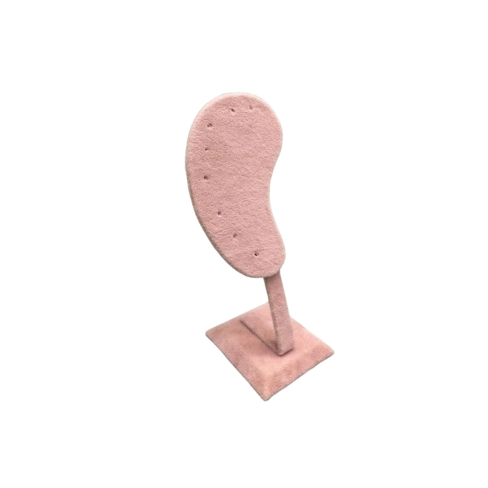 Yerli Üretim Süet Kumaş Pembe Renk Ayaklı Küpe Sergileme Dekoru