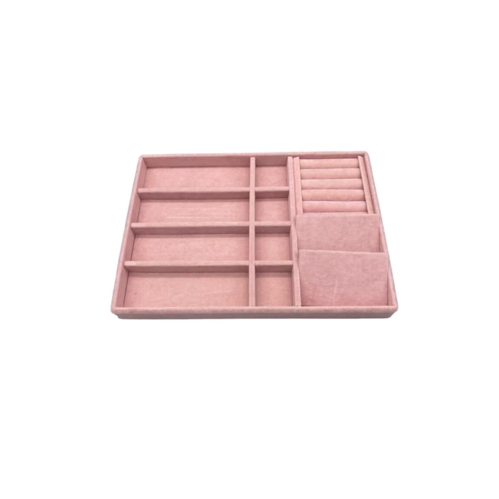 Yeni Süet Pembe Çekmece Içi Takı Düzenleyici Kutu
