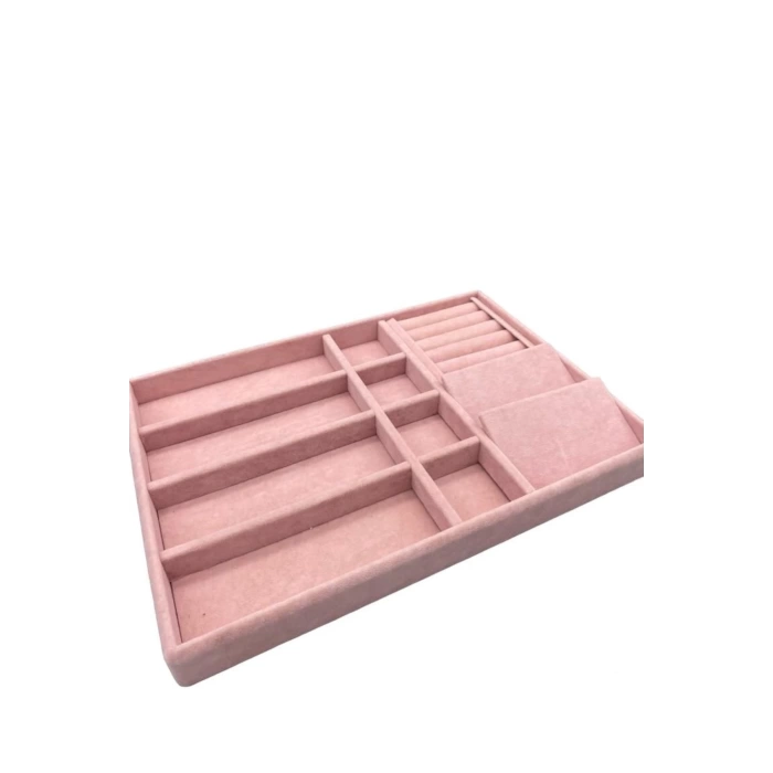 Yeni Süet Pembe Çekmece Içi Takı Düzenleyici Kutu