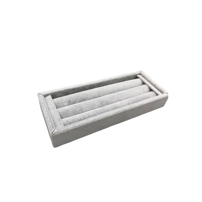 Yerli Üretim Ufak Boy Süet Kumaş Gri Renk 18 / 7 Cm Rulo Çekmece Içi Yüzük Standı