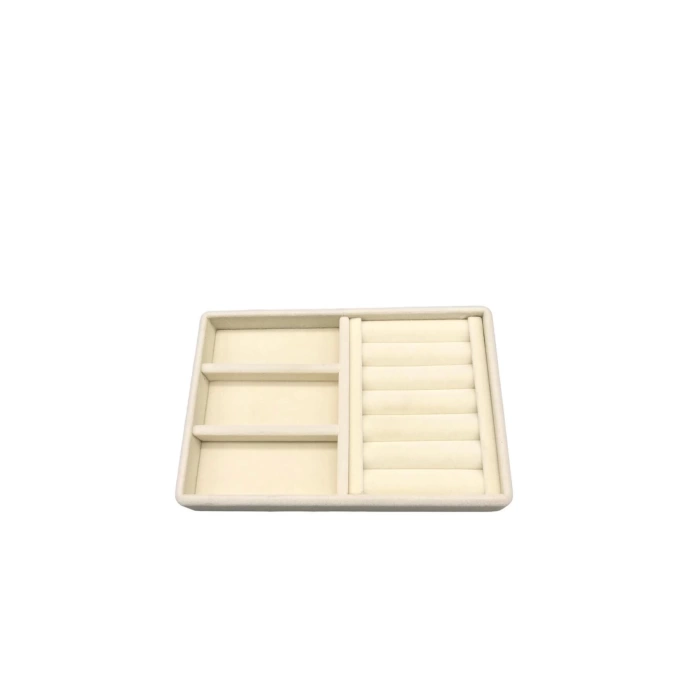 Yerli Üretim Süet Kumaş Krem Renk 22 cm / 14 cm Çekmece İçi Takı Standı