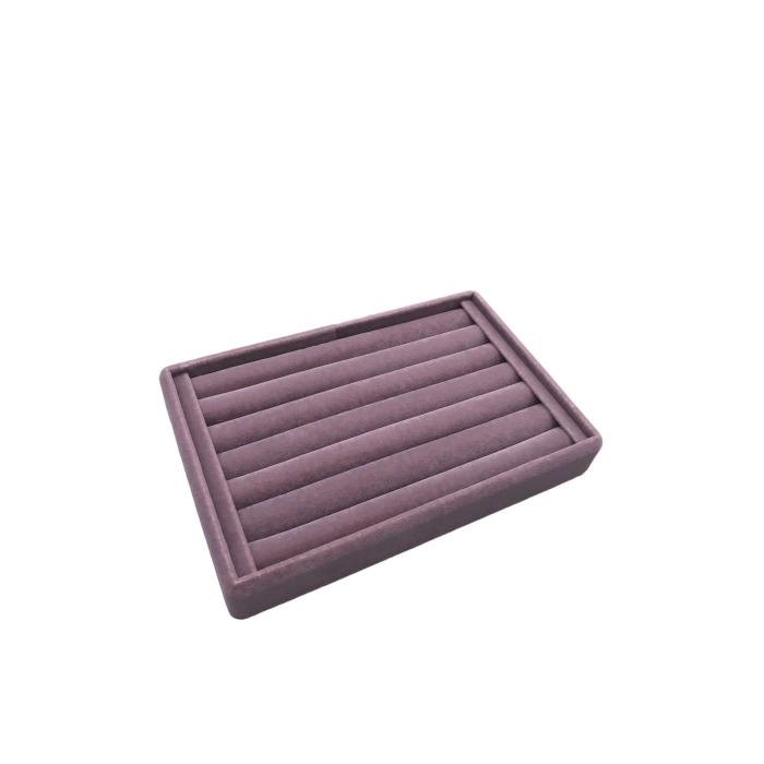 Yerli Üretim Küçük Boy Süet Kumaş Lila Renk 22,5/14,5 Cm Rulo Çekmece Içi Yüzük Standı