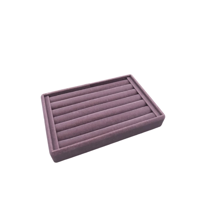 Yerli Üretim Küçük Boy Süet Kumaş Lila Renk 22,5/14,5 Cm Rulo Çekmece Içi Yüzük Standı
