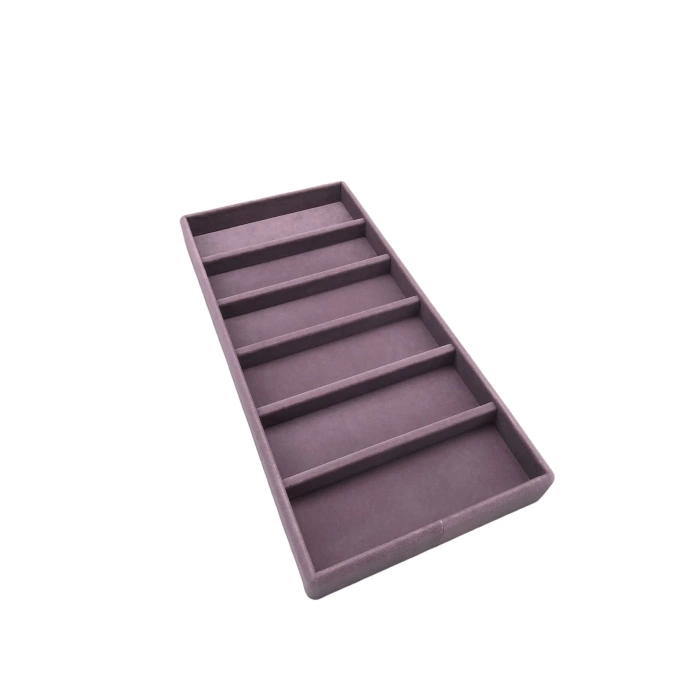 Yerli Üretim Lefkoşa Model Süet Kumaş Lila Renk 38 cm / 19 cm Gözlük Sergileme Çekmece İçi Stand