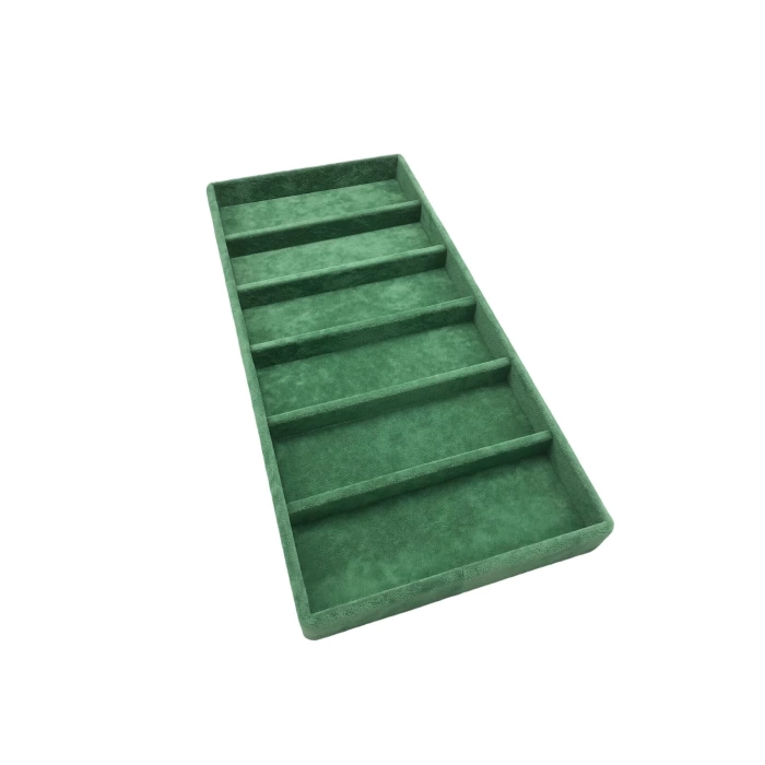 Yerli Üretim Lefkoşa Model Süet Kumaş Yeşil Renk 38 cm / 19 cm Gözlük Sergileme Çekmece İçi Stand