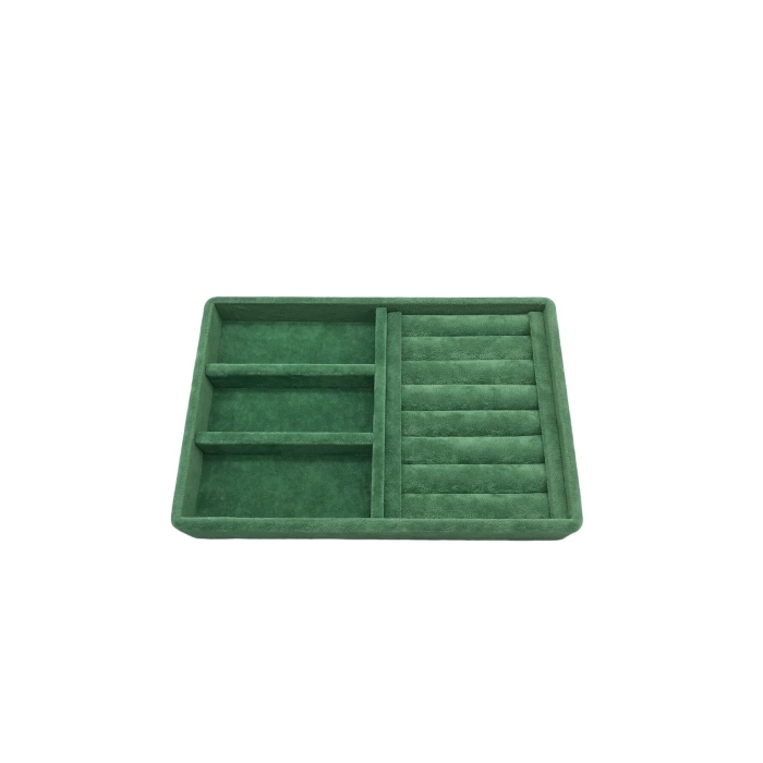Yerli Üretim Süet Kumaş Yeşil Renk 22 cm / 14 cm Çekmece İçi Takı Standı