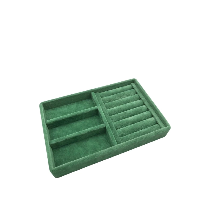 Yerli Üretim Süet Kumaş Yeşil Renk 22 cm / 14 cm Çekmece İçi Takı Standı