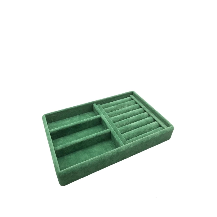 Yerli Üretim Süet Kumaş Yeşil Renk 22 cm / 14 cm Çekmece İçi Takı Standı