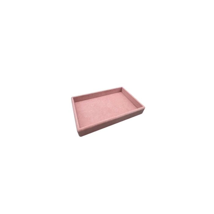 Yerli Üretim Küçük Boy Süet Kumaş Pembe Renk 22/14 cm Servis Tablası