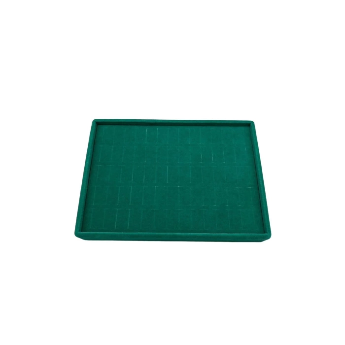 Yerli Üretim Küçük Boy Süet Kumaş Yeşil Renk 24/17,5 cm Batırmalı Yüzük Tablası