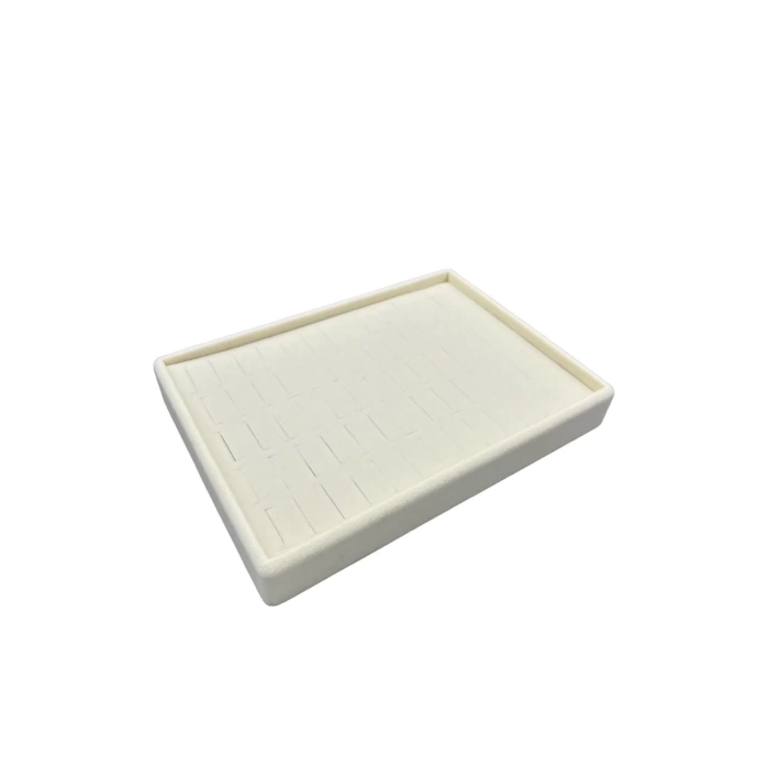 Yerli Üretim Küçük Boy Süet Kumaş Krem Renk 24/17,5 cm Batırmali Yüzük Tablası
