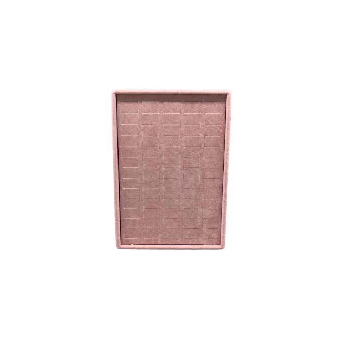 Yerli Üretim Küçük Boy Süet Kumaş Pembe Renk 24/17,5 Cm Ayaklı Batırmalı Yüzük Küpe Tablası