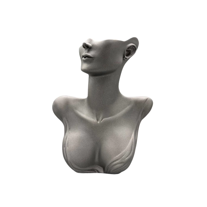 Yerli Üretim Polyester Malzeme Gri Renk 33.5 / 26 cm Takı Sergileme Mankeni
