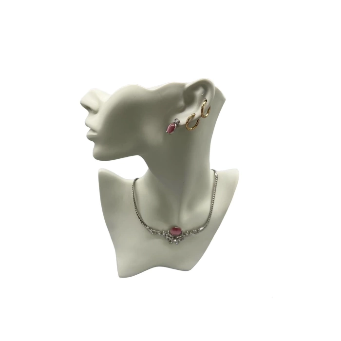 Yerli Üretim Polyester Malzeme Beyaz Renk 28 / 18 cm Takı Sergileme Mankeni
