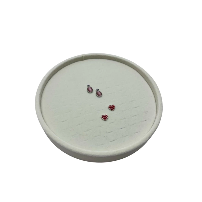 Silindir Model Süet Kumaş Gri Renk 20/20 cm Batırmalı Küpe-Piercing Tablası