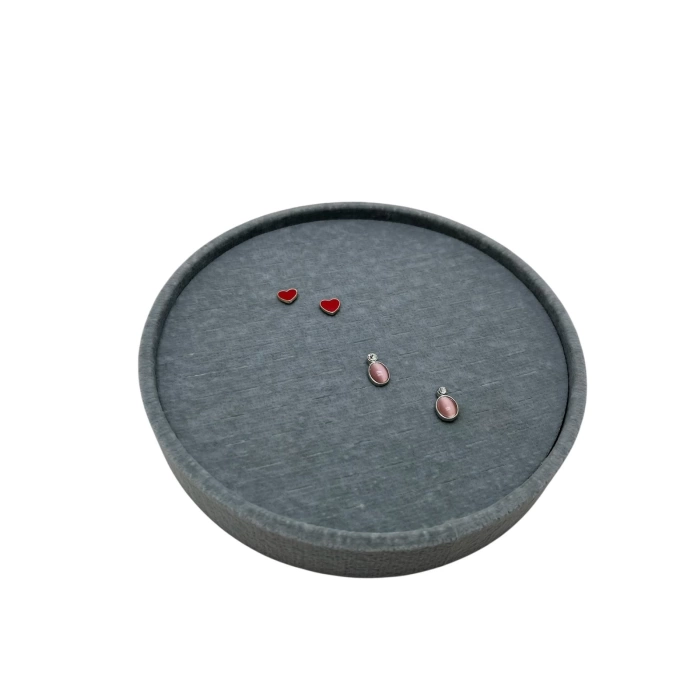 Silindir Model Süet Kumaş Gri Renk 20/20 cm Batırmalı Küpe-Piercing Tablası