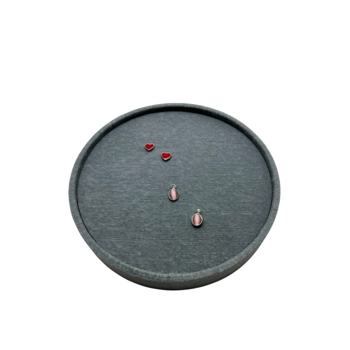 Silindir Model Süet Kumaş Gri Renk 20/20 cm Batırmalı Küpe-Piercing Tablası
