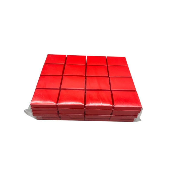 Karton Süngerli Kırmızı Renk 8/6 cm 48 Adet Üçlü Set Takı Kutusu