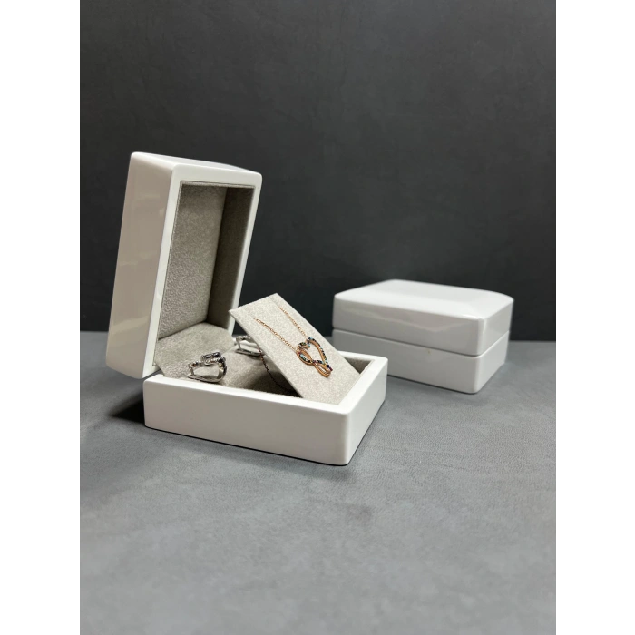 Ahşap Beyaz Renk 7x9 Kolye/Küpe Kutusu