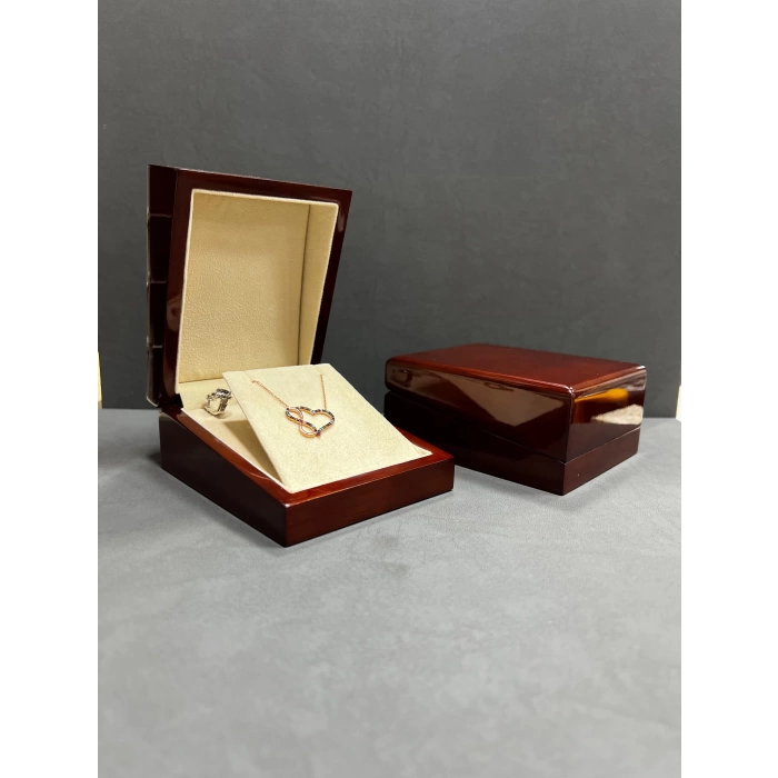 Ahşap Kahve Renk 7x9 Cm Kolye/küpe Kutusu