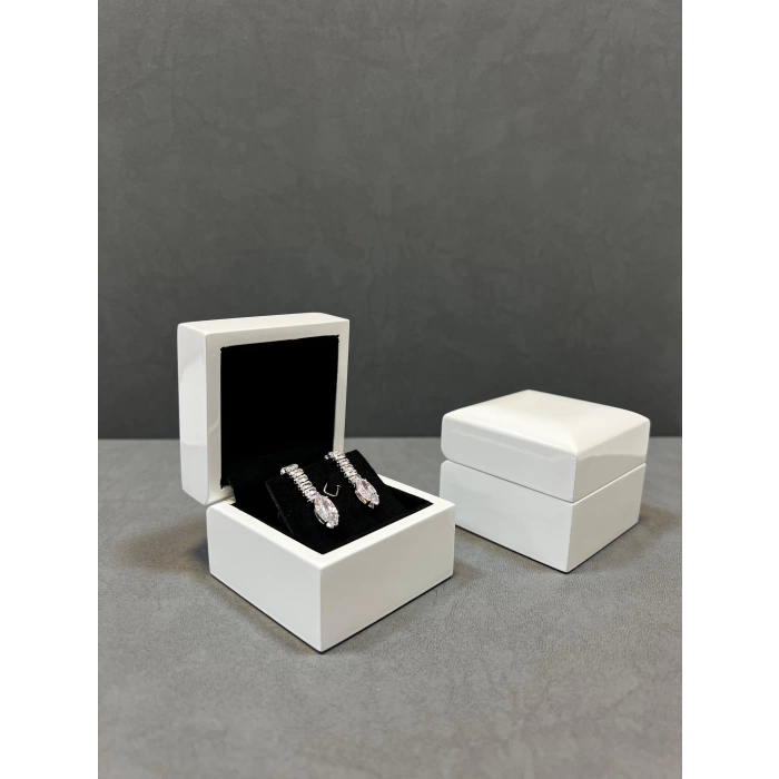 Ahşap Beyaz Renk 5x5 Cm Küpe Kutusu